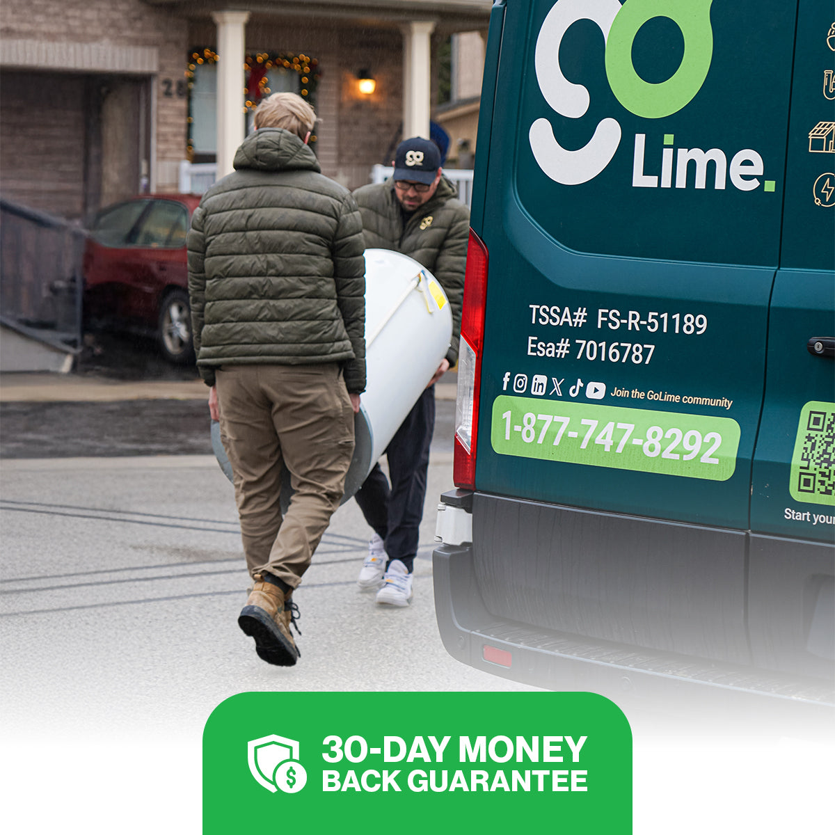 Go Lime Water heater 30 day money back guarantee