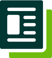 Icon of a document with a green border  