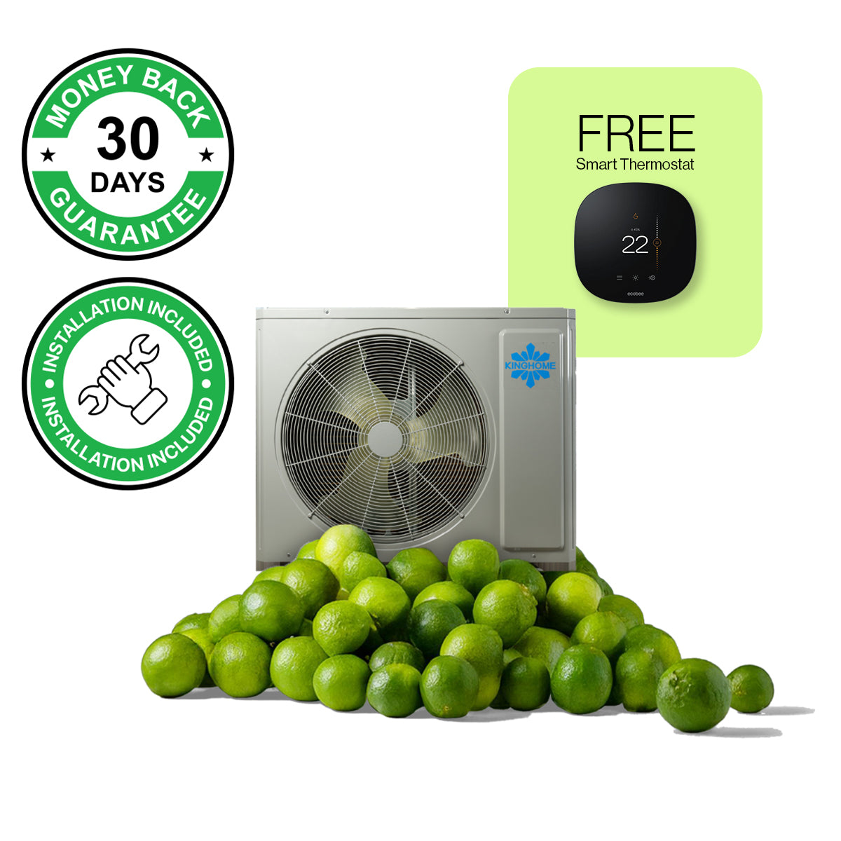 Kinghome 2 Ton KD Heat Pump Includes FREE Smart Thermostat