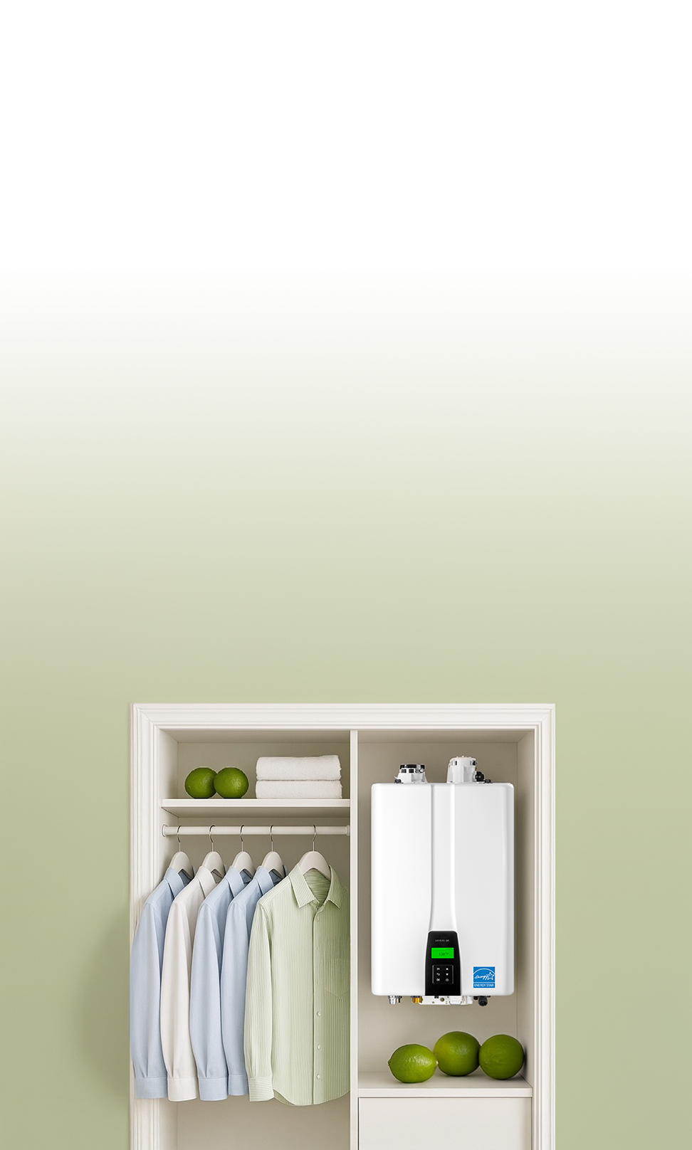 White wardrobe with clothes