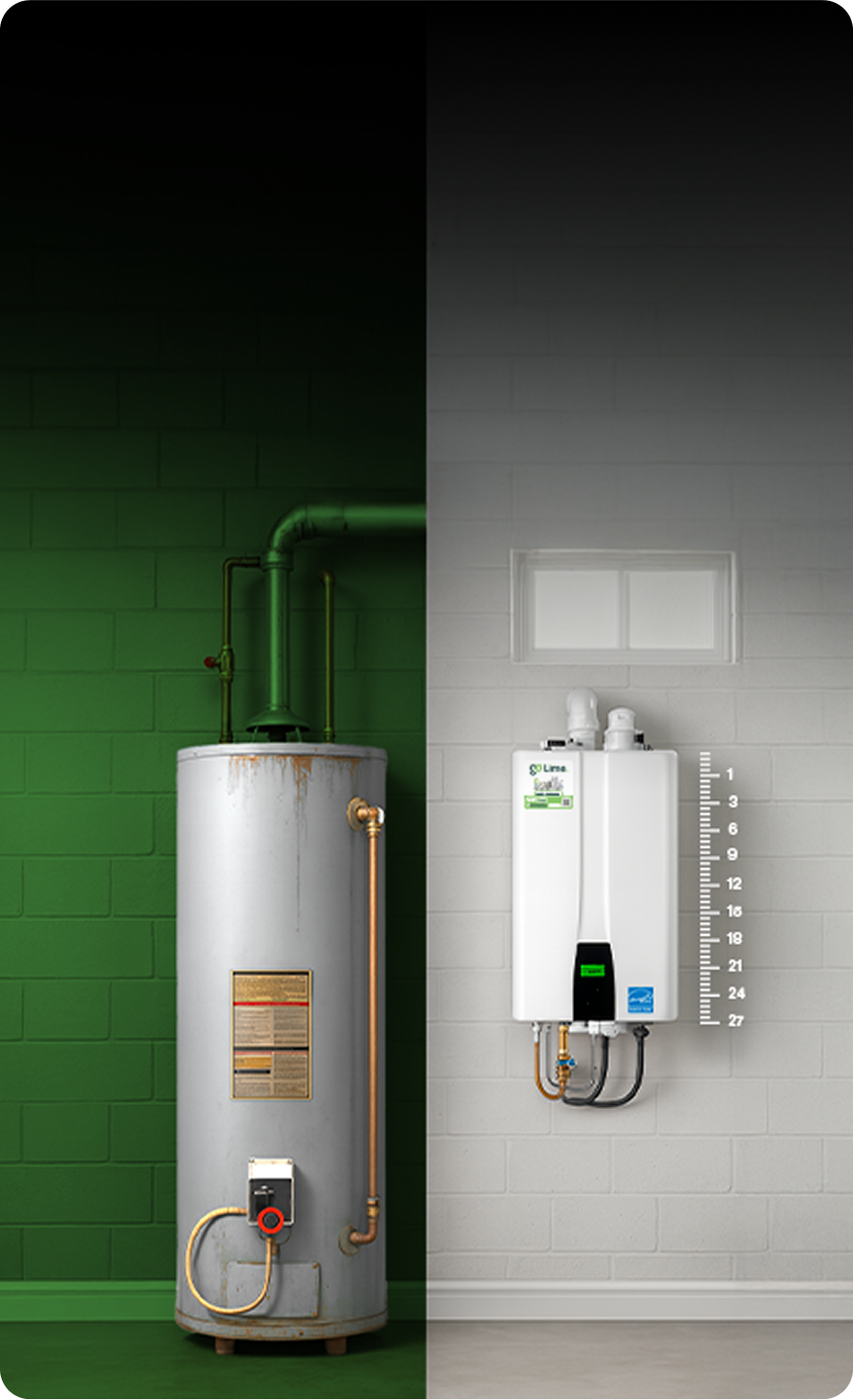 Comparison of a traditional water heater