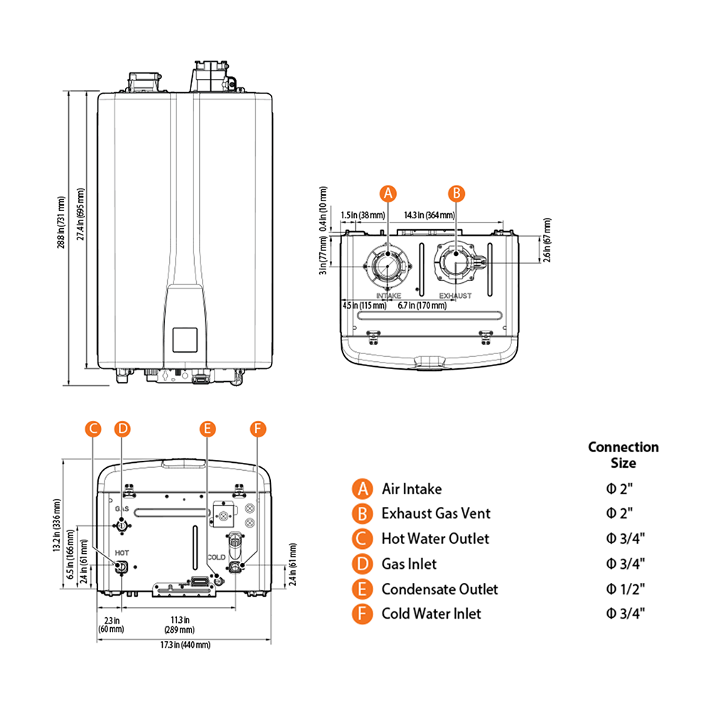 Navien Premium Condensing Tankless Water Heater specifications