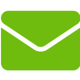 Green envelope icon with a white outline on a green background