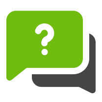 Green speech bubble with a question mark inside