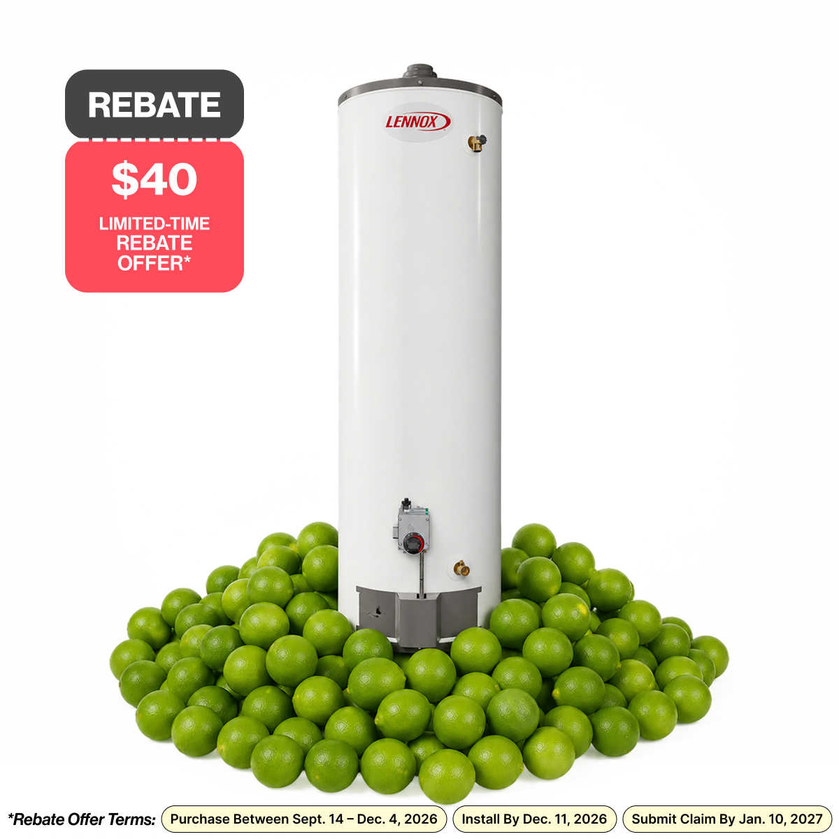 Lennox 50 Gallon Chimney Vented Water Heater